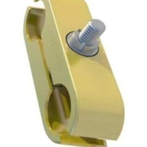 Anti-tamper Heras fencing coupler in galvanised steel for securely connecting temporary fencing panels.
