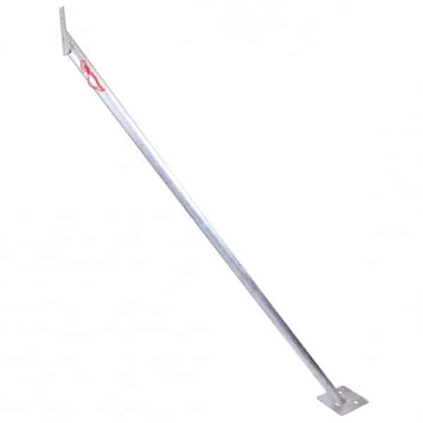 Heras fencing stabiliser brace in galvanised steel for reinforcing temporary fence panels in windy conditions.