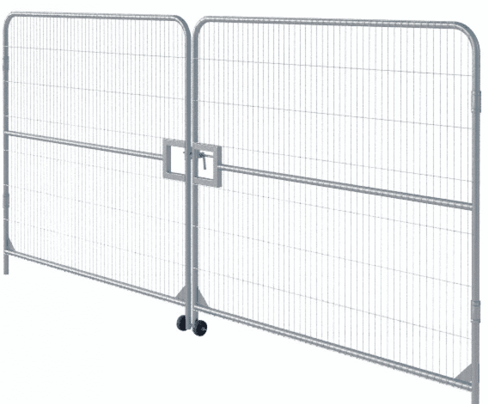 Heras fencing vehicle gate 4.2m wide galvanised steel temporary site access gate for construction sites and secure perimeters.