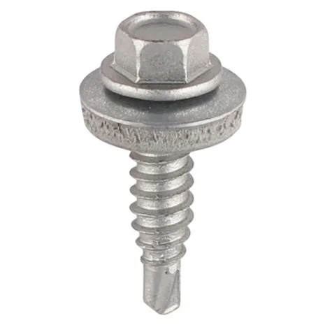 Box of 100 sheet-to-sheet TEK screws designed for fastening metal sheets together in roofing and cladding applications.