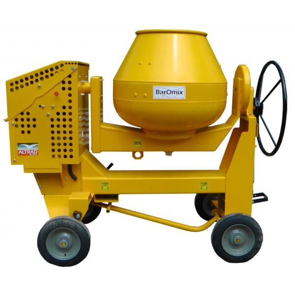 Altrad belle commodore petrol cement-mixer yellow front view