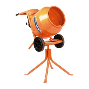 Front view of the Altrad Belle Minimix 150 240V M16B cement mixer for professional concrete, cement and mortar mixing.