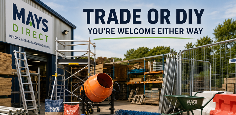 Trade professional and DIY customer choosing building supplies and tools, showing that all customers are welcome.
