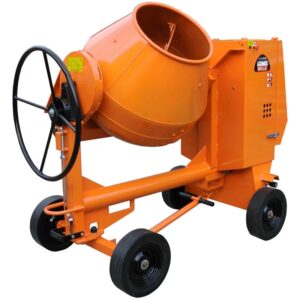 Altrad Belle Premier 150XT site mixer in orange for mixing concrete, cement and mortar on construction sites.